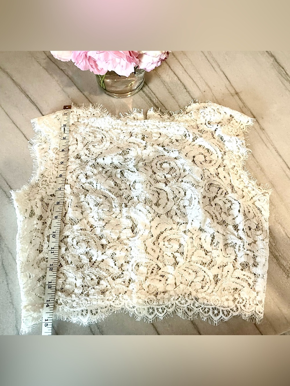 Tadashi Women’s Lace Cropped Shell Top Topper in Ivory